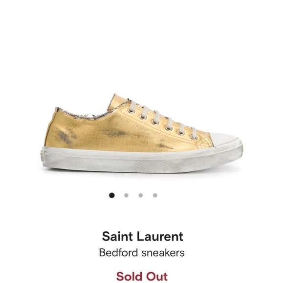 New Saint Laurent Bedford Leather Gold Metallic Sneakers NIB Size 5.5 US - Picture 1 of 9